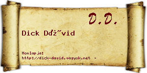 Dick Dávid névjegykártya